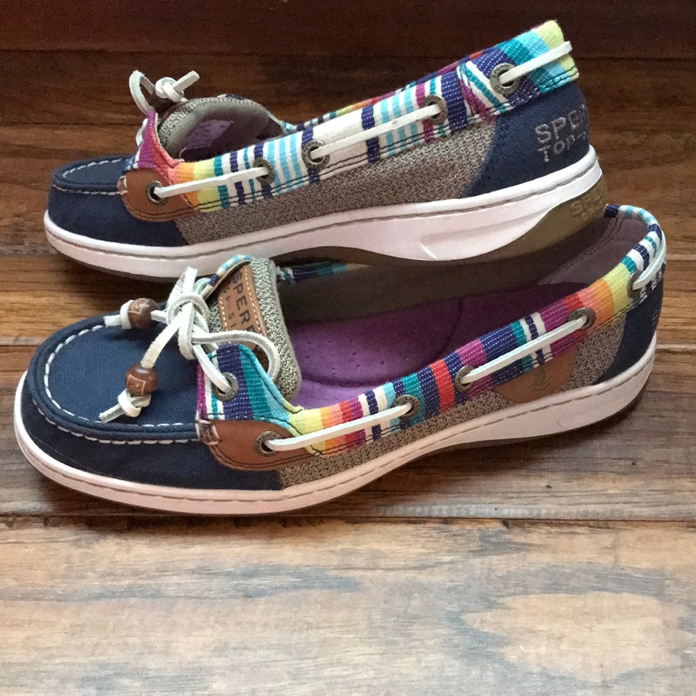 Navy/multicolored sperry shoes-only worn once!